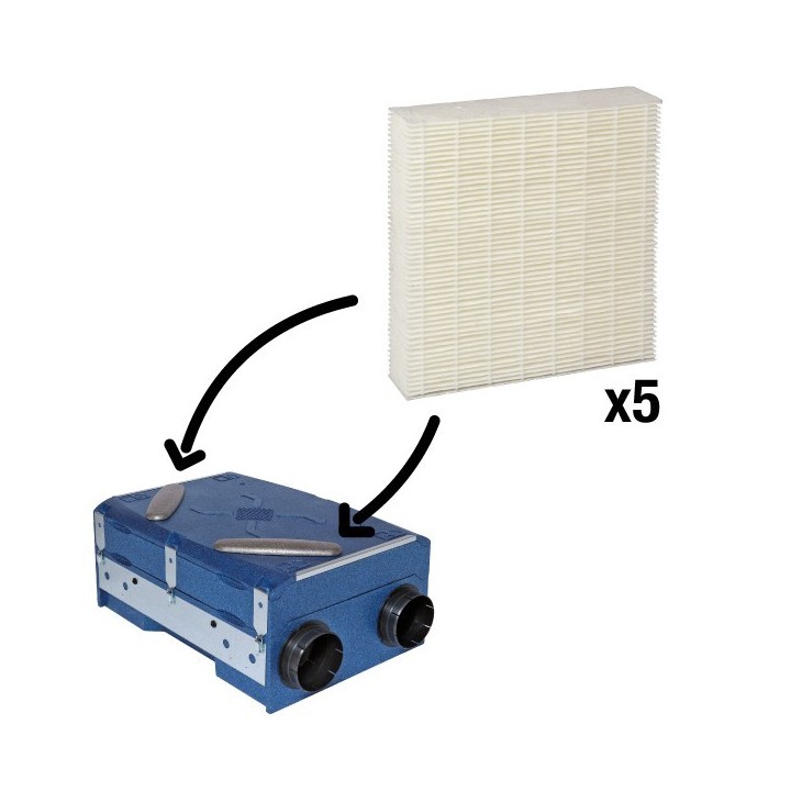 Lot de 5 filtres pour échangeur collectif AVEC BY-PASS [- Filtration VMC double flux - ALDES]