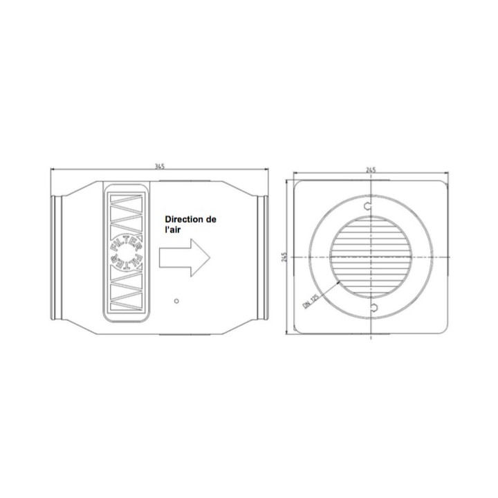 Registre de dégivrage ISO DN125 / 700 W avec préfiltre G3 [- Préchauffage VMC double flux - PAUL]