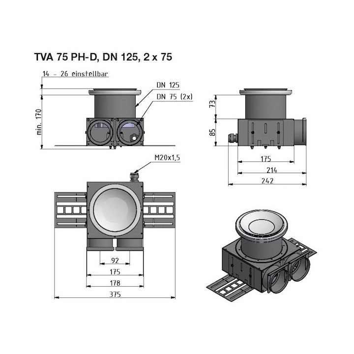 Bouche chauffante 400 W pour plafond DN 125 - 2 x 75 mm [- *Bouches chauffantes pour VMC double flux - PAUL - ZEHNDER]