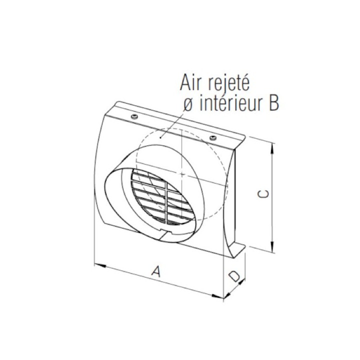 Grille de rejet d'air en façade Ø 125, 160 et 180 mm (IP-FBF) [- Réseau VMC - Helios]