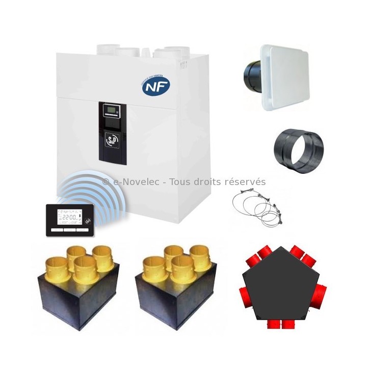 Kit P04 IDEO² 325 Ecowatt Radio  - Promotion avec nouvelle VMC IDEO [- VMC Double flux Très Haut Rendement - 600086 - Unelvent]