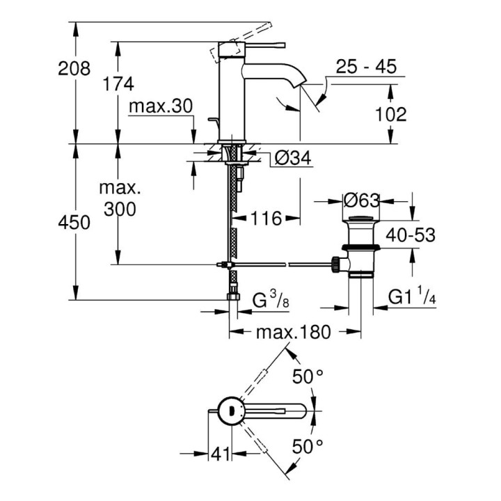 ESSENCE Nouveau - Mitigeur monocommande 1/2" lavabo Taille S [- Robinetterie salle de bains - GROHE]