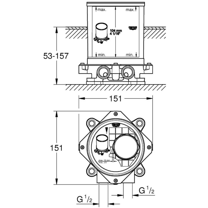 Platine support 1/2" [- Robinetterie salle de bains - GROHE]