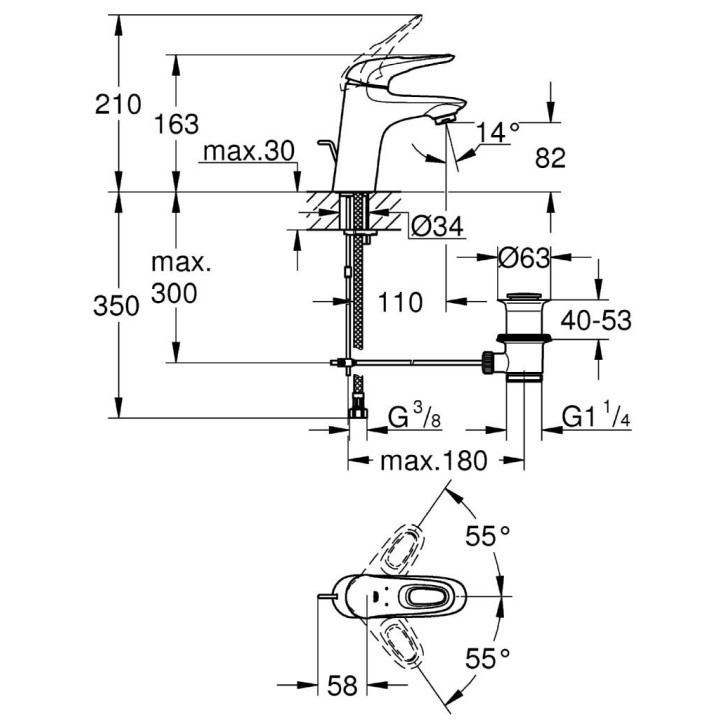 EUROSTYLE - Mitigeur monocommande 1/2" lavabo [- Robinetterie salle de bains - GROHE]