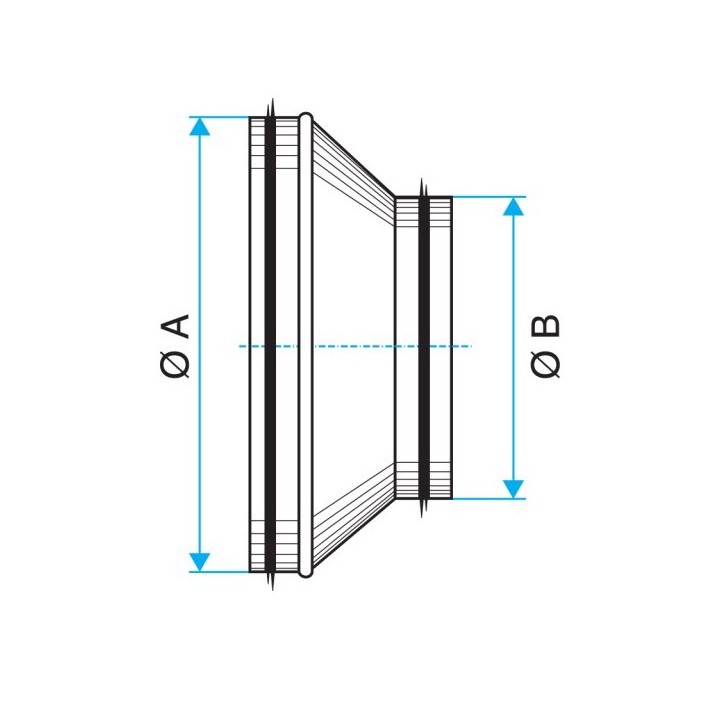 Adaptateur à joints Mâle-Mâle Ø 150, 160, 180 et 200 mm - ComfoPipe [- Conduits VMC en Polypropylène - Zehnder]