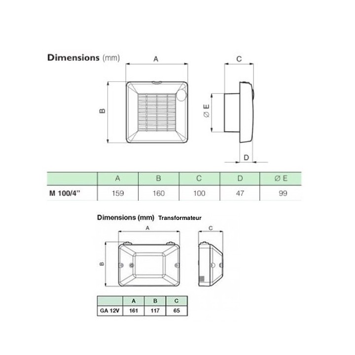 PUNTO BT (Alimentation 12 V) [- Extracteur d'air intermittent - Basse tension - Vortice]