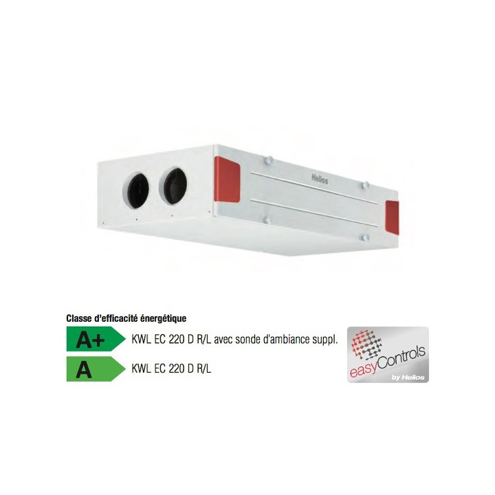 KWL EC 220 D version 3.0 - Gamme passive - Montage plafonnier [- VMC Double flux Très Haut Rendement - Helios]