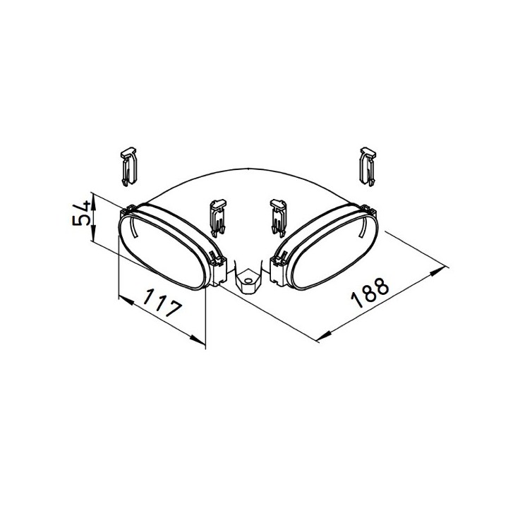 Coude horizontal pour conduit plat FlexPipe - FRS-BH 51 [- Conduits et accessoires VMC en PE-HD - Réseau FlexPipe - Helios]