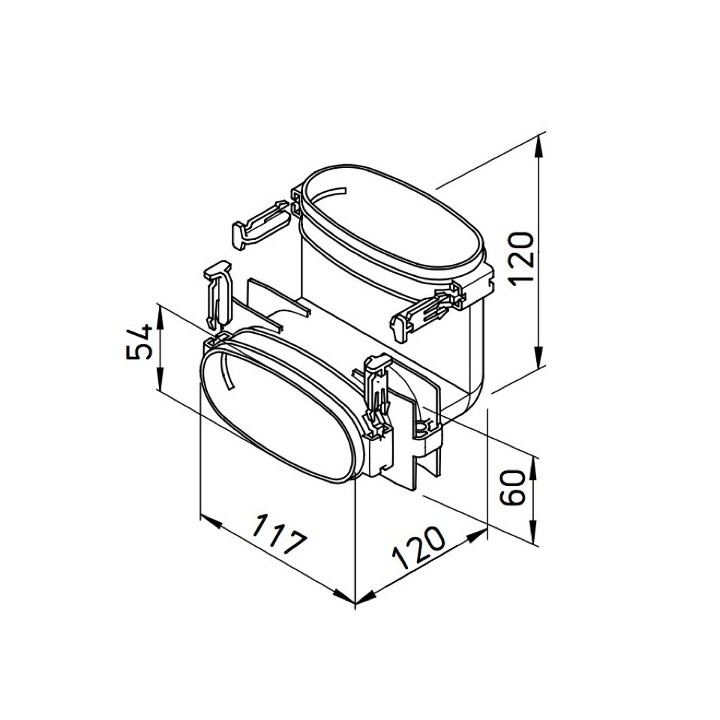 Coude vertical pour conduit plat FlexPipe - FRS-BV 51 [- Conduits et accessoires VMC en PE-HD - Réseau FlexPipe - Helios]