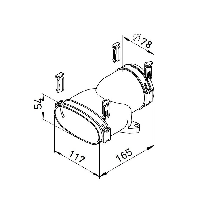 Raccord mixte droit - FRS-UG 51-75 [- Conduits et accessoires VMC en PE-HD - Réseau FlexPipe - Helios]