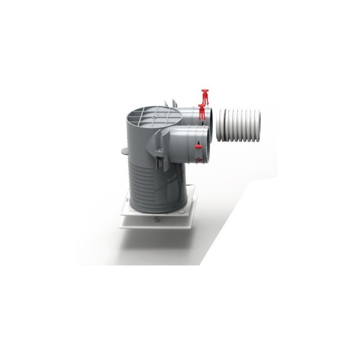 Plénum terminal coudé Ø 75 mm [- FRS-DWK 2-75/125 - Réseau FlexPipe - Helios]
