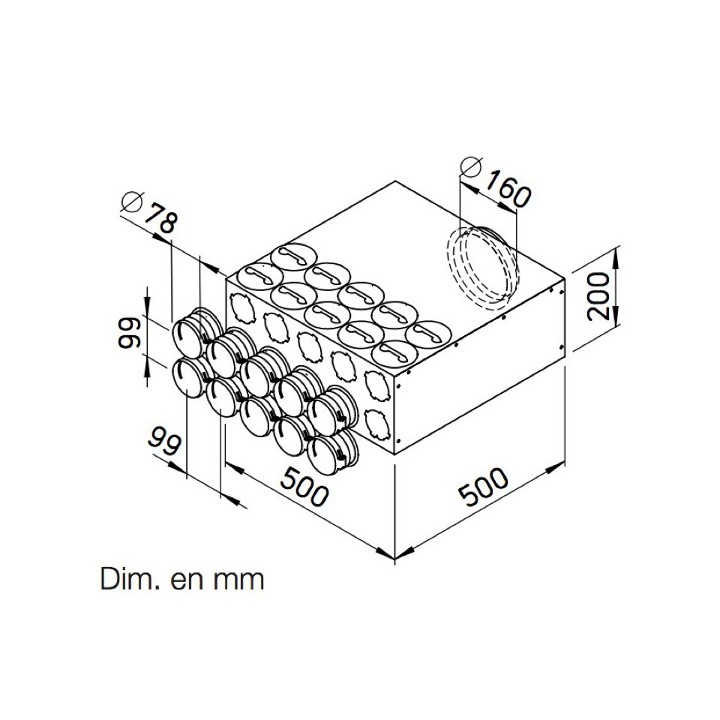 Collecteur intermédiaire 10 pour conduits ronds 75 [- FRS-VK 10-75/160 - Réseau FlexPipe - Helios]