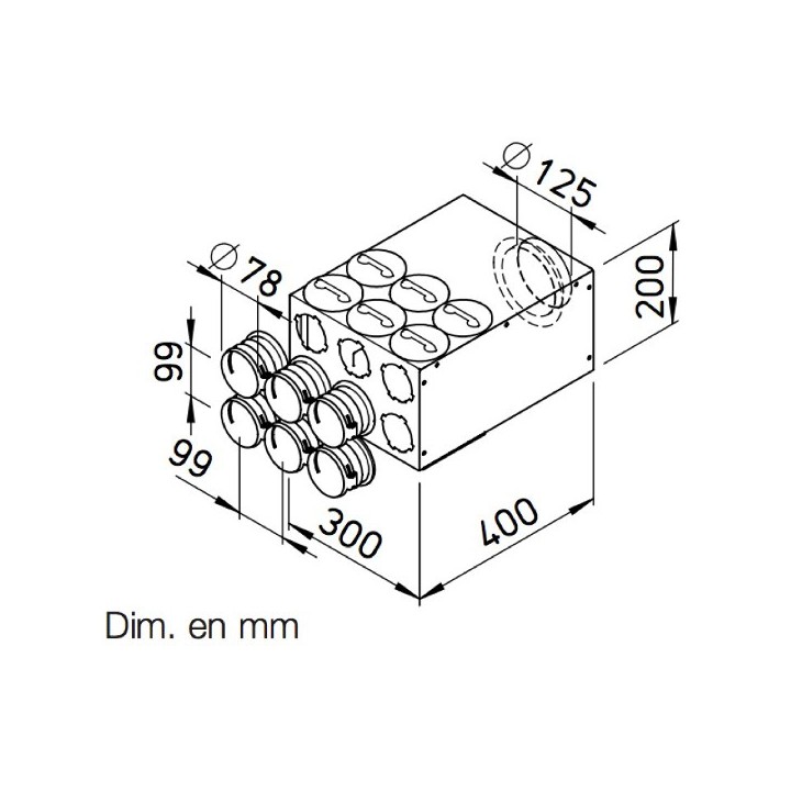 Collecteur intermédiaire 6 piquages [- FRS-VK 6-75/125 - Réseau FlexPipe - Helios]