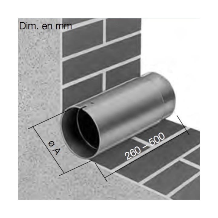 Manchon mural télescopique sans grille pour MiniVent et HelioVent [- accessoire VMC - HELIOS]