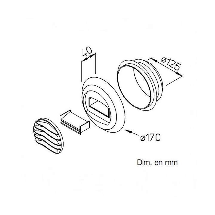 Bouche autoréglable d'extraction Ø 125 mm - AE - débit de 15 à 150 m3/h [- Bouches VMC - Helios]