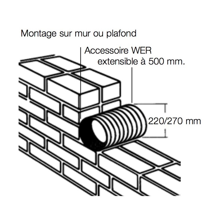 Traversée de mur à encastrer pour Extracteurs Ø 200 ou 250 - WER [- accessoire VMC - HELIOS]