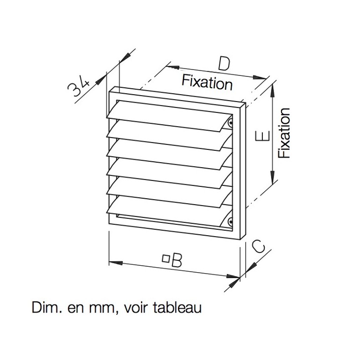 Grille pare-pluie RAG - Pour ventilateurs Ø 200 à 500 mm [- Sortie murale - Helios]