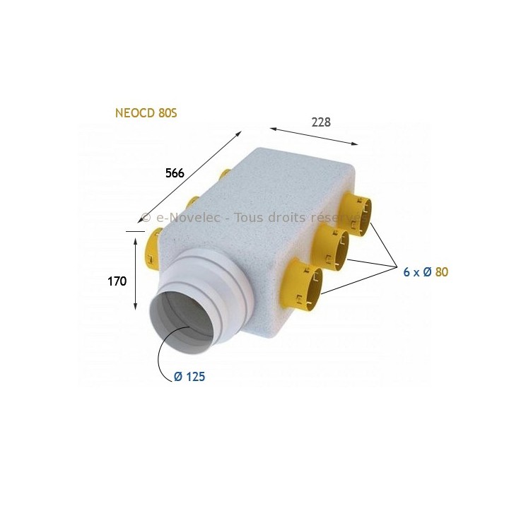 Caisson collecteur d'insufflation NEOCD 80 S - sans régulateurs [- Répartiteur VMC - Atlantic]