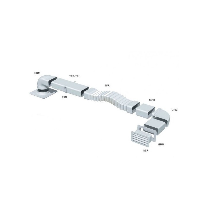 Coude mixte rectangulaire CDM - conduits PVC de Ventilation - Unelvent