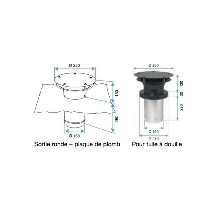 Sortie de toiture ronde [- accessoire VMC - Aldès]