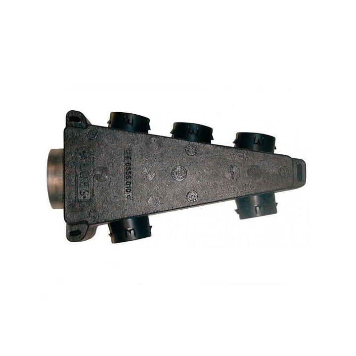 Caisson répartiteur triangulaire isolé 1x Ø 125 / 6x Ø 80 mm - Compatible Réseau PEHD 75 [- Répartiteur VMC Double-flux - Aldès]