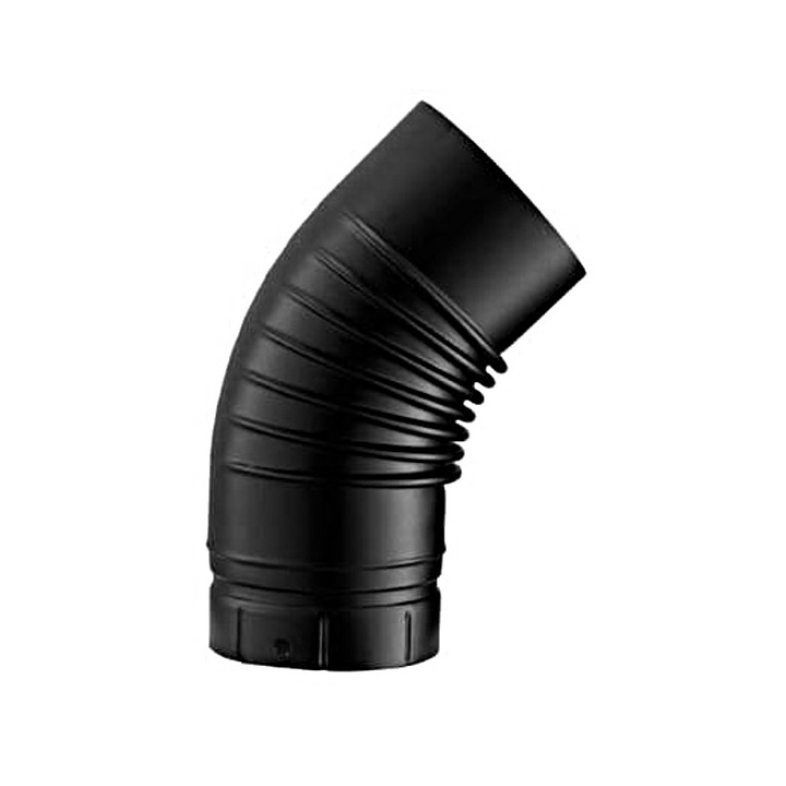 Coude Plissé 45° - Noir mat [- Fumisterie émaillée - Poujoulat]