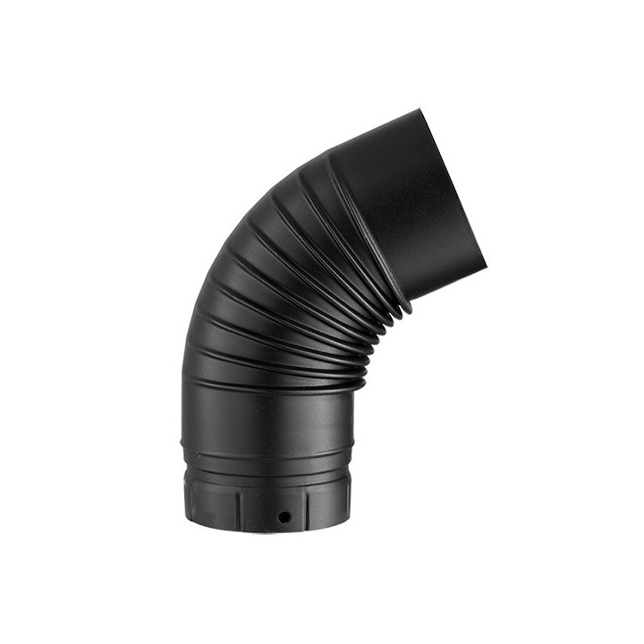 Coude Plissé 65° - Noir mat [- Fumisterie émaillée - Poujoulat]