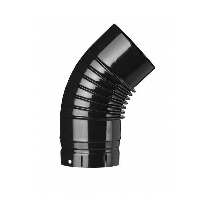 Coude Plissé 45° - Noir brillant [- Fumisterie émaillée - Poujoulat]
