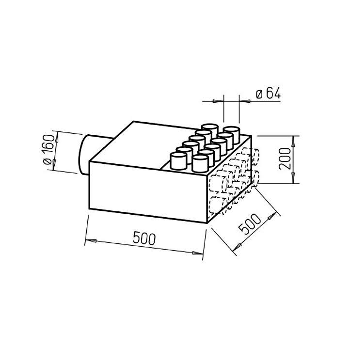 Répartiteur 12 piquages Ø 63 mm [- Collecteur intermédiaire DN 160 FRS-VK 12-63/160 - Réseau FlexPipe - Helios]