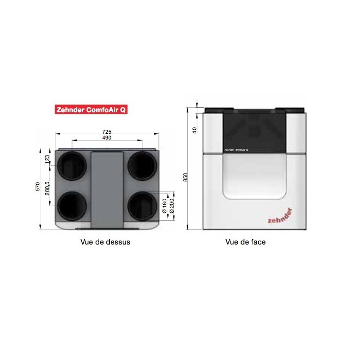 ComfoKit ComfoAir Q 350 [- VMC double flux Haut rendement avec réseau - Zehnder]