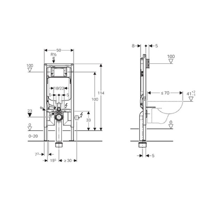 Duofix Sigma 8 cm UP 720 - Extra-plat en Applique [- Bâti-support - Geberit]