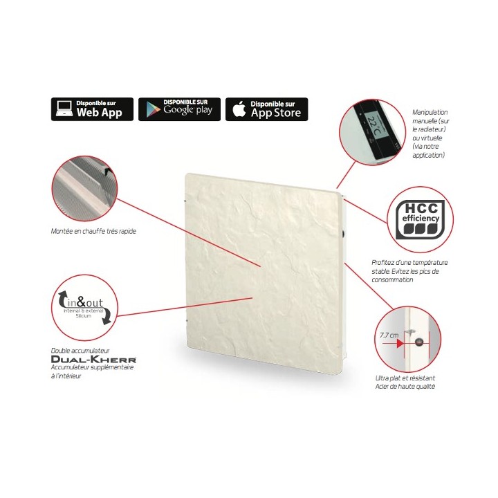VALDEROMA Radiateur Wifi - BLANC QUARTZ [- Radiateur Inertie Minéral]