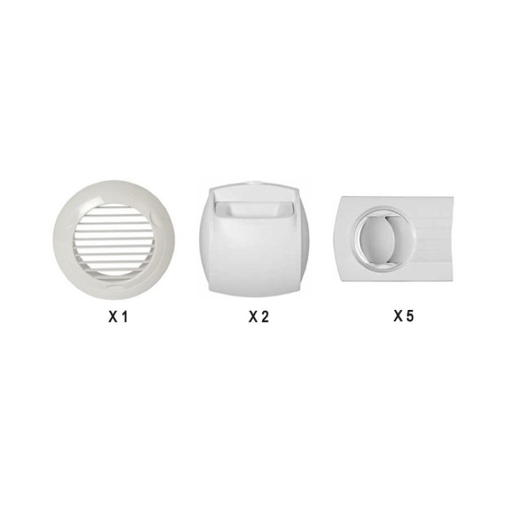 Kit Auto T3/T4 Extract. Ø 125 / Insuffl. Ø 80 pour Minigaine Aldes [- Kits bouches réseau PVC oblong - ALDES]