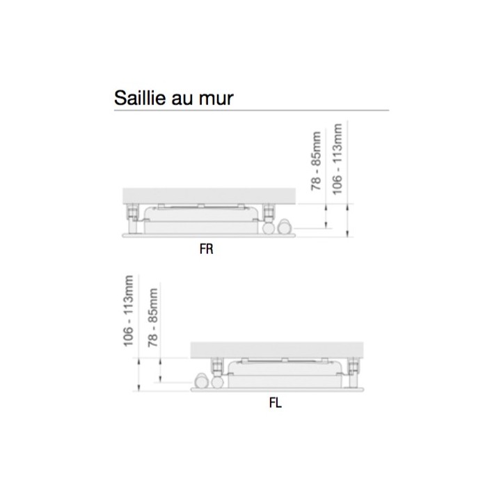 FASSANE SPA + AIR Asymétrique à gauche (mât à gauche) [- FL-IFS - sèche-serviettes eau chaude + Soufflant - ACOVA]