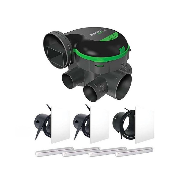Kit VMC Easyhome PureAIR CLASSIC + bouches Colorline + Entrées d'air [- VMC Simple flux à capteurs de polluants - Aldès]