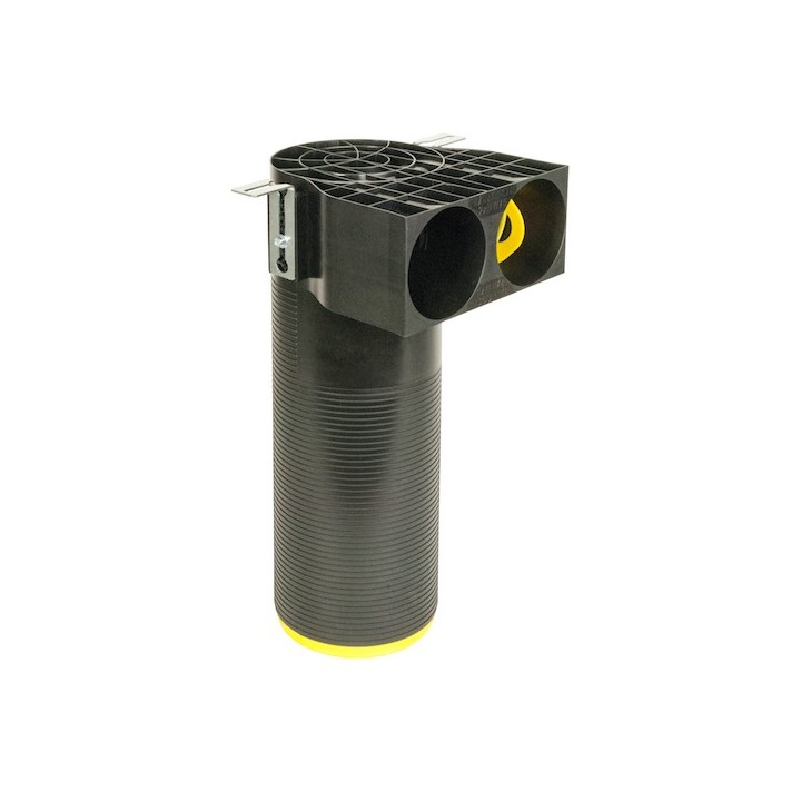 Manchette D125 coudée 2 piquages - Ø 75 ou 90 mm [- Réseau Polyéthylène PEHD VMC - Vortice / Fraenkische]