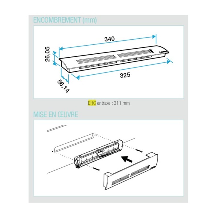 Entrée d'air hygroréglable EHC pour coffre de volets roulants [- accessoires VMC - Aldes]