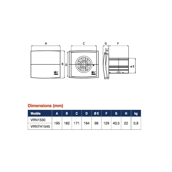 NOTUS HABITAT - 100 mm - [- Extracteur d'air permanent - Ventilation mécanique permanente - Vortice]
