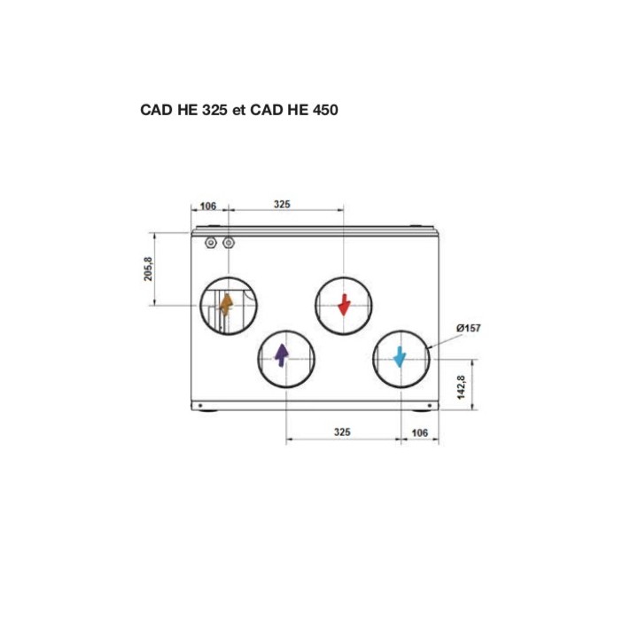 CAD HE 325 EC V - Haute Efficacité - 480 m3/h [- VMC Double flux Très Haut Rendement - S&P]