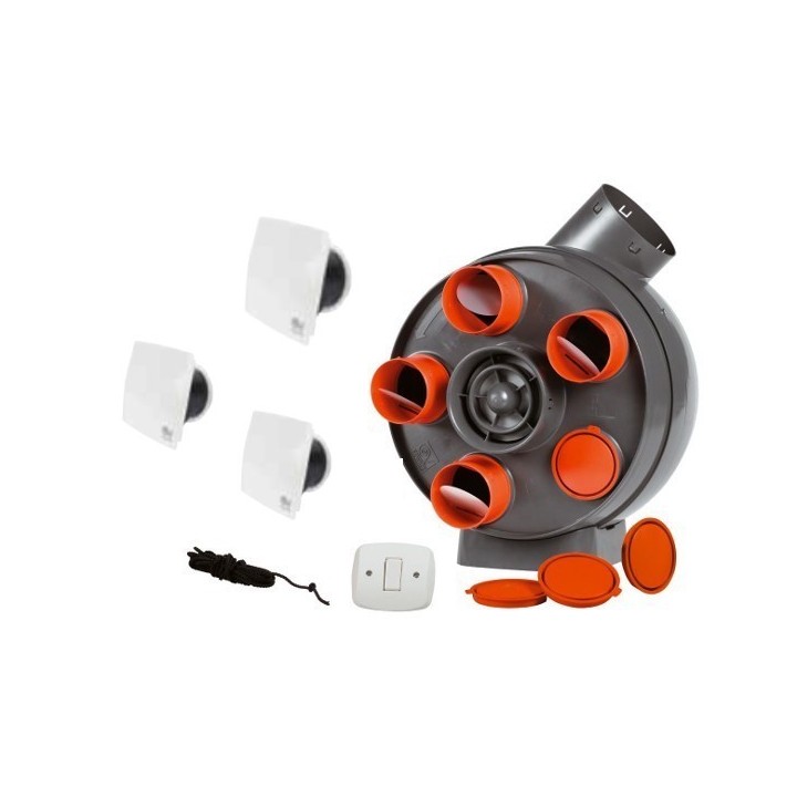 Kit PENTA - bouches design carrées [- Pack VMC Simple flux Autoreglable - Vortice]