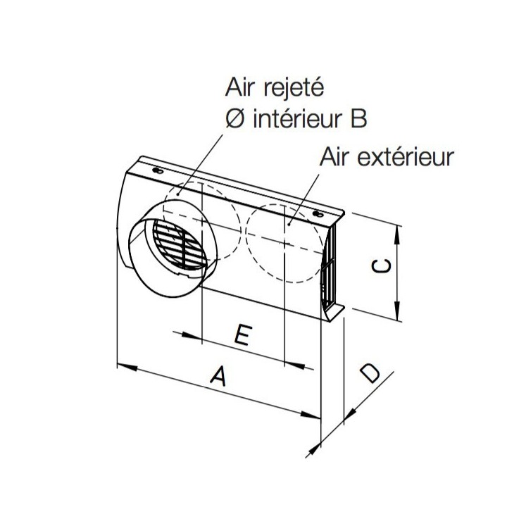 Grille de façade mixte Ø 125, 160 et 180 mm (IP-FKB) [- Conduits VMC - Réseau RenoPipe - Helios]