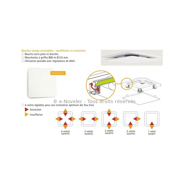 Bouches design extraction / insuflation [- accessoire VMC - Unelvent]