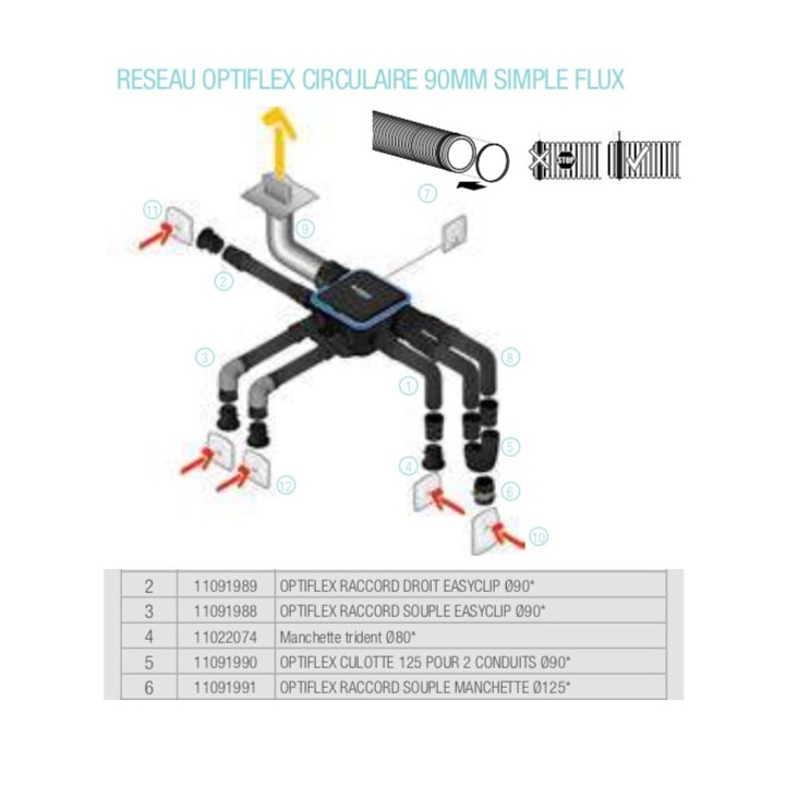 Raccord souple Easyclip Ø 90 mm Optiflex [- Accessoire VMC simple flux - ALDES]