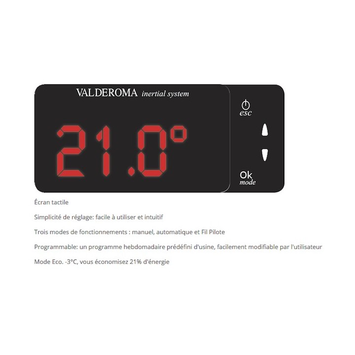 VALDEROMA Radiateur Touch Silicium - NATURA NOIR [- Radiateur Inertie Minéral]