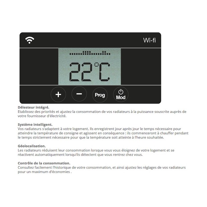 VALDEROMA Radiateur Wifi - NATURA NOIR [- Radiateur Inertie Minéral]