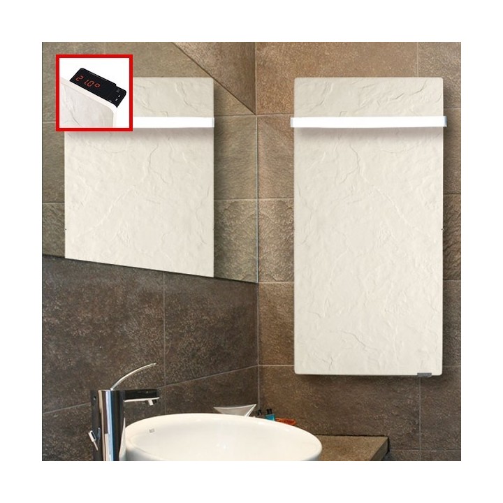 Sèche-serviettes Touch Silicium - NATURA BLANC avec barre inox [- Radiateur Inertie Minéral - VALDEROMA]
