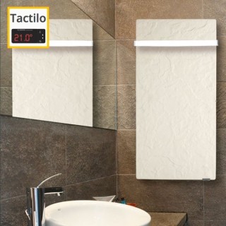 Sèche-serviettes Tactilo - ARDOISE BLANCHE avec barre inox [- Radiateur Inertie Minéral - VALDEROMA]