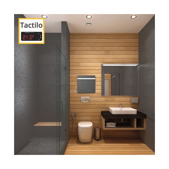 Sèche-serviettes Tactilo - NATURA NOIR avec barre inox [- Radiateur Inertie Minéral - VALDEROMA]