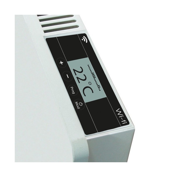 Sèche-serviettes Wifi - NATURA BLANC avec barre inox [- Radiateur Inertie Minéral - VALDEROMA]