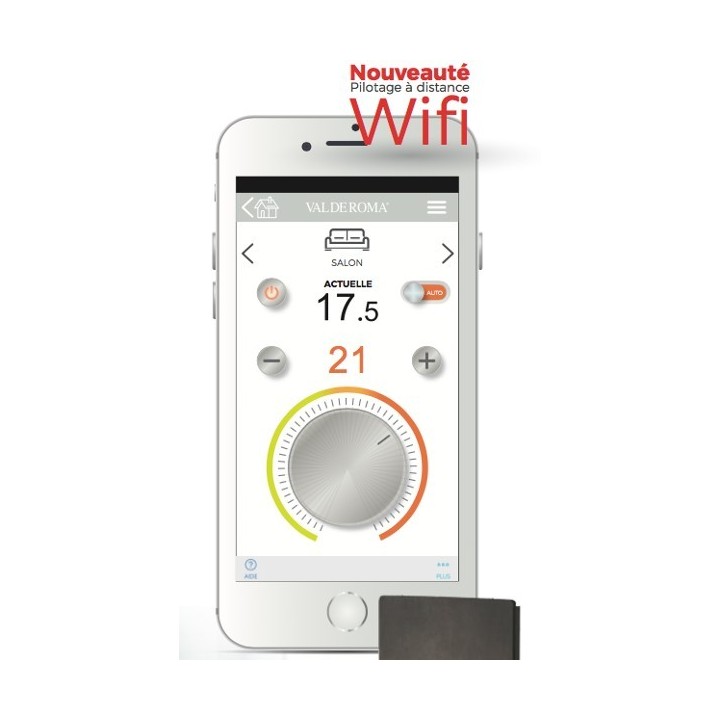 Sèche-serviettes Wifi - TERRE LUNAIRE avec barre inox [- Radiateur Inertie Minéral - VALDEROMA]